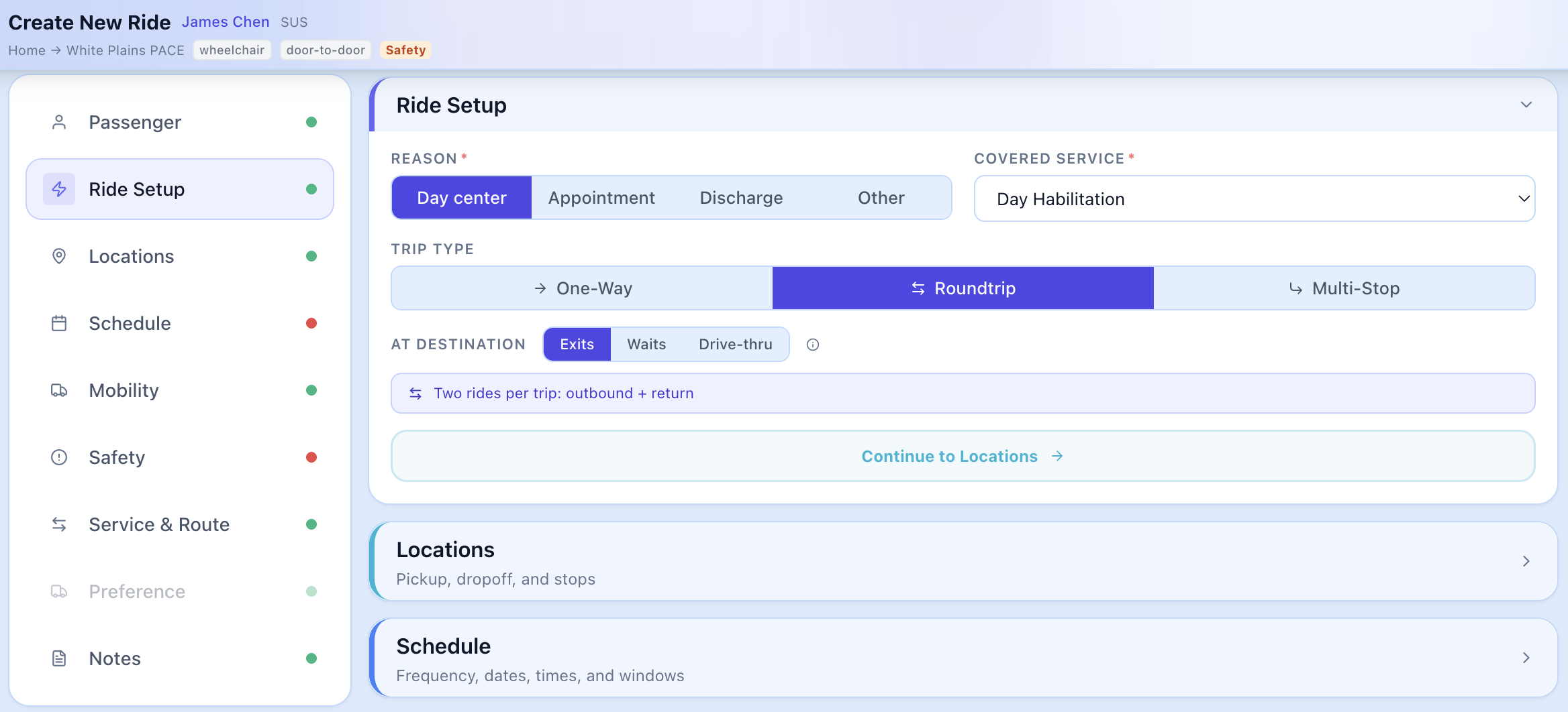 Create Ride — Setup